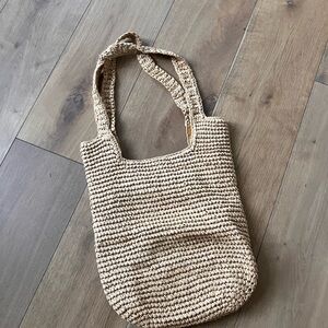 Vici large over the shoulder Natural Woven Tote Bag Like New never used.